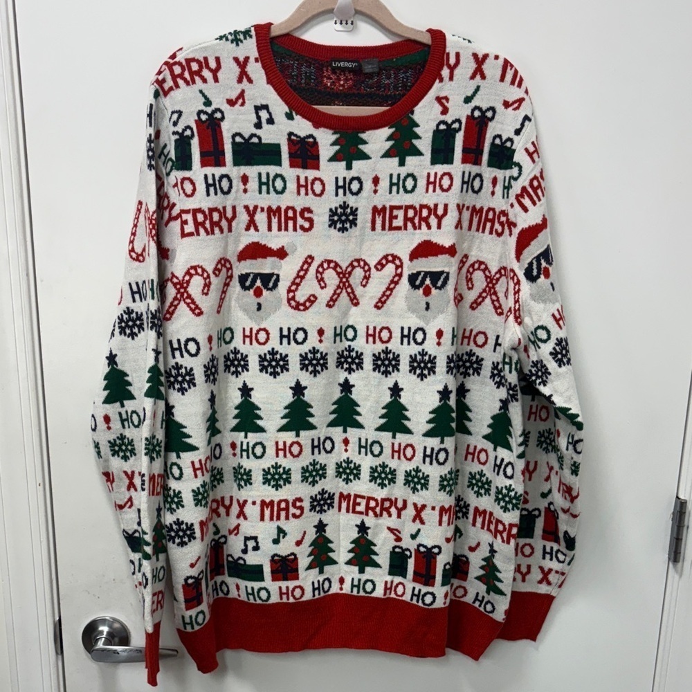 LIBERTY HOLIDAY REWNECK SWEATER-RED,GREEN AND WITHE!